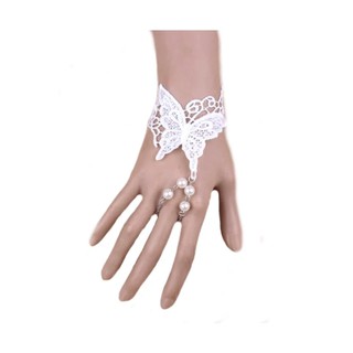 TANITTgems Vintage Butterfly French White Lace Bridal Gloves#189