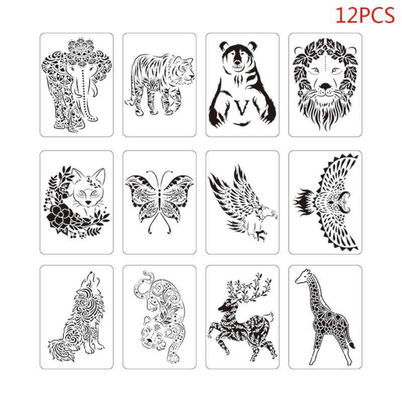 12pcs/set Animals Stencil Drawing Template Ruler for Painting Board DIY  Album YROmabcaaAA0AXA | Shopee Thailand