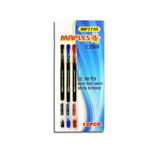 Maples 777A Gel ink Pen ปากกาเจลหัวเพชร (หมึกสีน้ำเงิน) ขนาดเส้น 0.38 mm แพค 12 แท่ง ปากกา ปากกาเจล school ปากกาเขียนดี