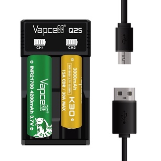 Vapcell Q2S Charger เครื่องชาร์จถ่าน Li-ion 3.7v แบบรางคู่ ชาร์จเร็วช่องละ 1A