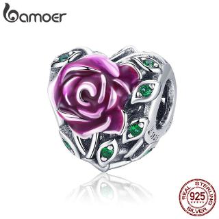 สร้อยข้อมือสีเงิน bamoer Rose Love Charm SCC 927