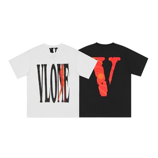 เสื้อยืดแขนสั้นลําลอง คอวี ผ้าฝ้าย ทรงหลวม พิมพ์ลาย Big Vlone ขนาดใหญ่ สไตล์คลาสสิก แฟชั่นคู่รัก สําหรับผู้ชาย และผู้หญิ