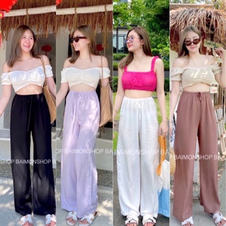 🔥aimorn_shop🔥กางเกงเนื้อผ้าสปัน ใส่ทะเลสบายชิลๆ 🌹🌹แมทช์กับบอดี้ตัวโปรด🌷🌷 งานสวย ผ้านิ่มเนื้อดีใส่สบายมากๆๆๆ