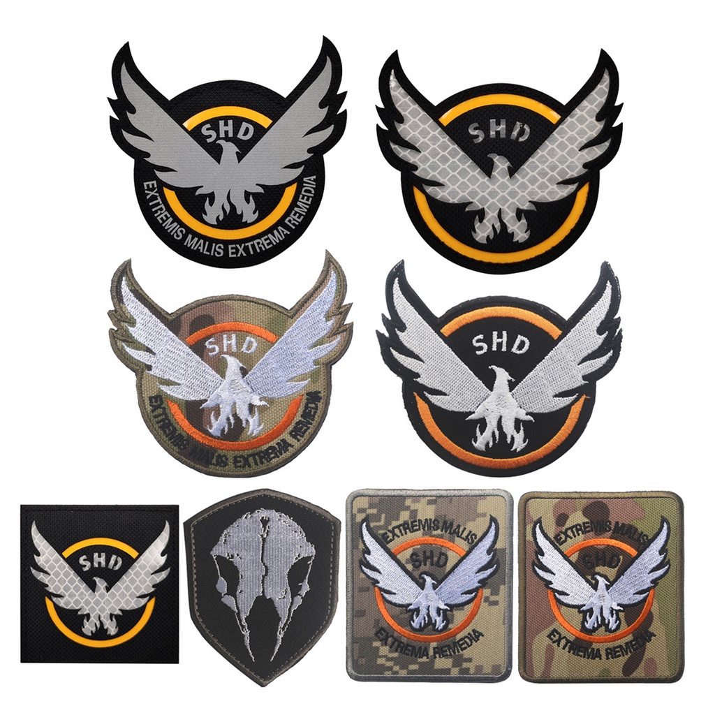 เกม Airsoft คอสเพลย์ PVC เย็บปักถักร้อยแพทช์ Division SHD Wings Out Badge Morale ทหาร Armband ยุทธวิ