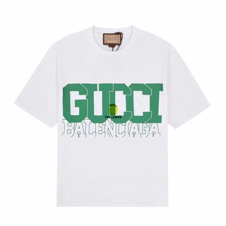 ผ้าฝ้ายแท้【Lemon】เสื้อยืด GU**I X Bale***aga   22SS 1:1Tags limited edition คุณภาพเคาน์เตอร์S-3XL