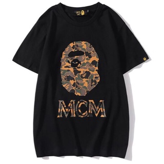 เสื้อยืดแขนสั้น พิมพ์ลายพราง Bape X mcm สําหรับผู้ชาย