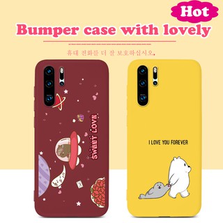 เคสโทรศัพท์ Huawei P40 Pro Plus Lite E Nova 7 7i 6 7 SE 5T 5Z 5 5i Pro Y7P 2020 Y6P Y5P Y8P Y9 Prime 2019 Y9S Y6S P20 P30 Lite P20 P30 Pro Plus Y7 Pro 2019 Nova 3e 3i 4e Mate 20 30 Pro Lite Case หมี Lovely Pattern TPU Cover