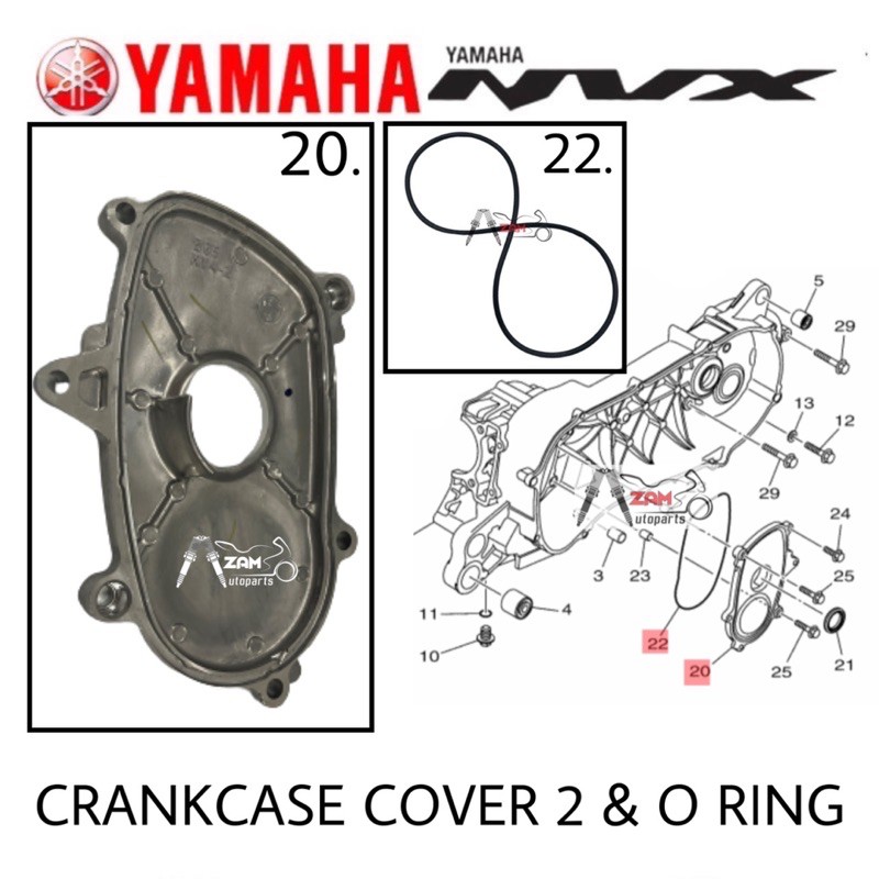 NVX V1 / V2 CRANKCASE COVER 2 - B65-E5423-00 / Ring O 93111-28800 YAMAHA