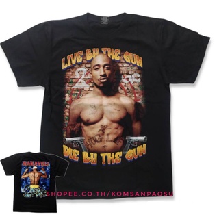 คอตต้อนคอกลม﹍เสื้อยืด 2pac tupac makaveli raptee hiphopS-5XL