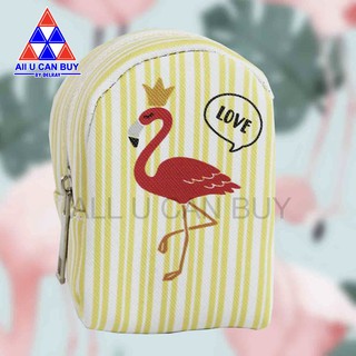 ALL U CAN BUYกระเป๋าสตางค์ ใส่เหรียญ ลายนกflamingo สีเหลือง