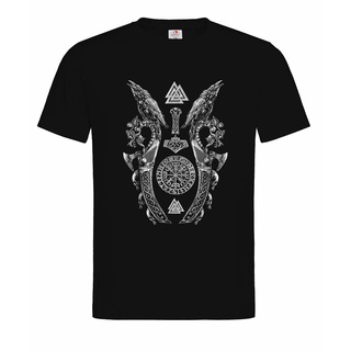 เข็มทิศ Rune Odin Raven Vikings Rise ค้อนทุบ ไม่ซ้ําใคร เสื้อยืดแขนสั้น สําหรับผู้ชาย TYUI33053