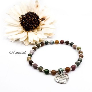 สร้อยข้อมือหินแท้ Indian Agate หรือ คนไทยเรียกหยก 5 สี ขนาด 4 มิล