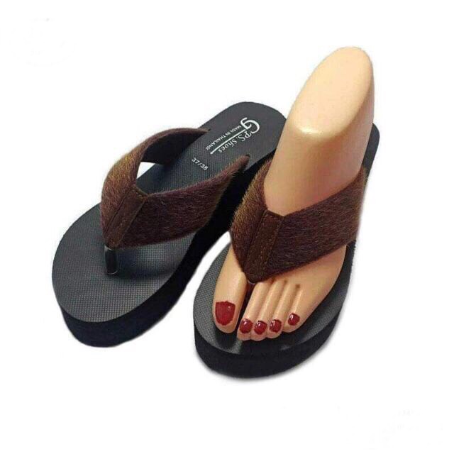 รองเท้าแตะส้นสูง พื้น EVA สายขนปุย มุ้งมิ้ง⚫️🔴ใส่นุ่ม สบายเท้า - รูปที่ 2