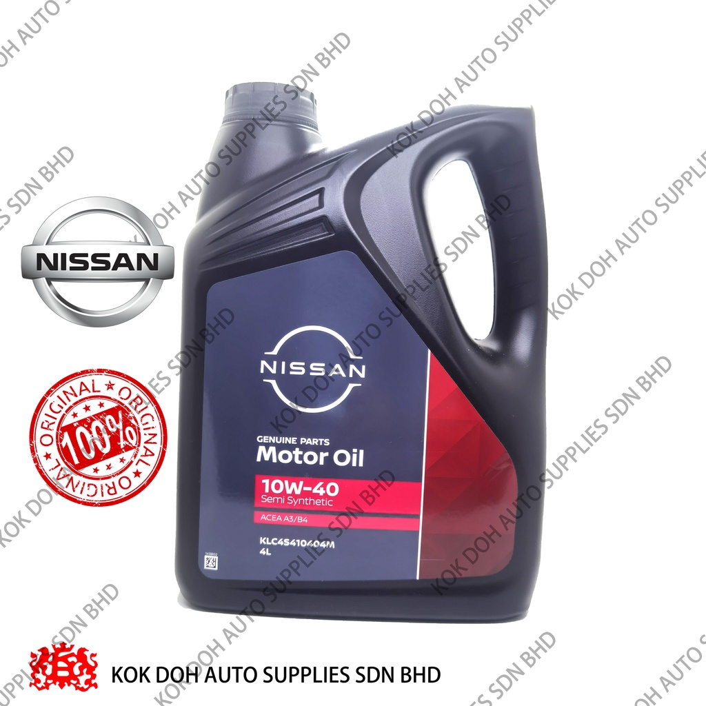 MINYAK ENJIN SEPARA SINTETIQ /SEMI SYNTHETIC ENGINE OIL NISSAN A3/B4 10W-40 [4L] / 10W-40 / KLC42104