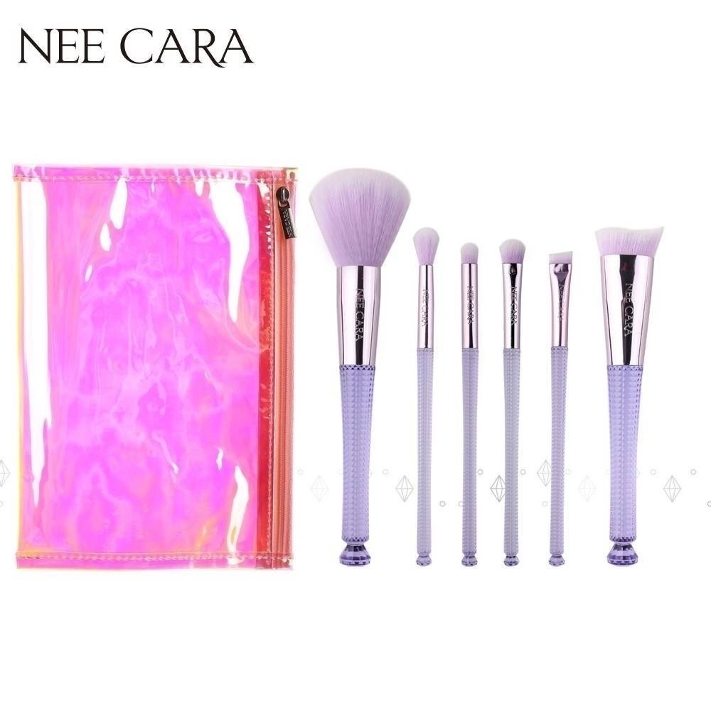 Nee Cara Makeup Brush + Bag #N829 : Neecara เซต แปรงแต่งหน้า 6 ชิ้น + กระเป๋า x 1 ชิ้น  @beautybaker