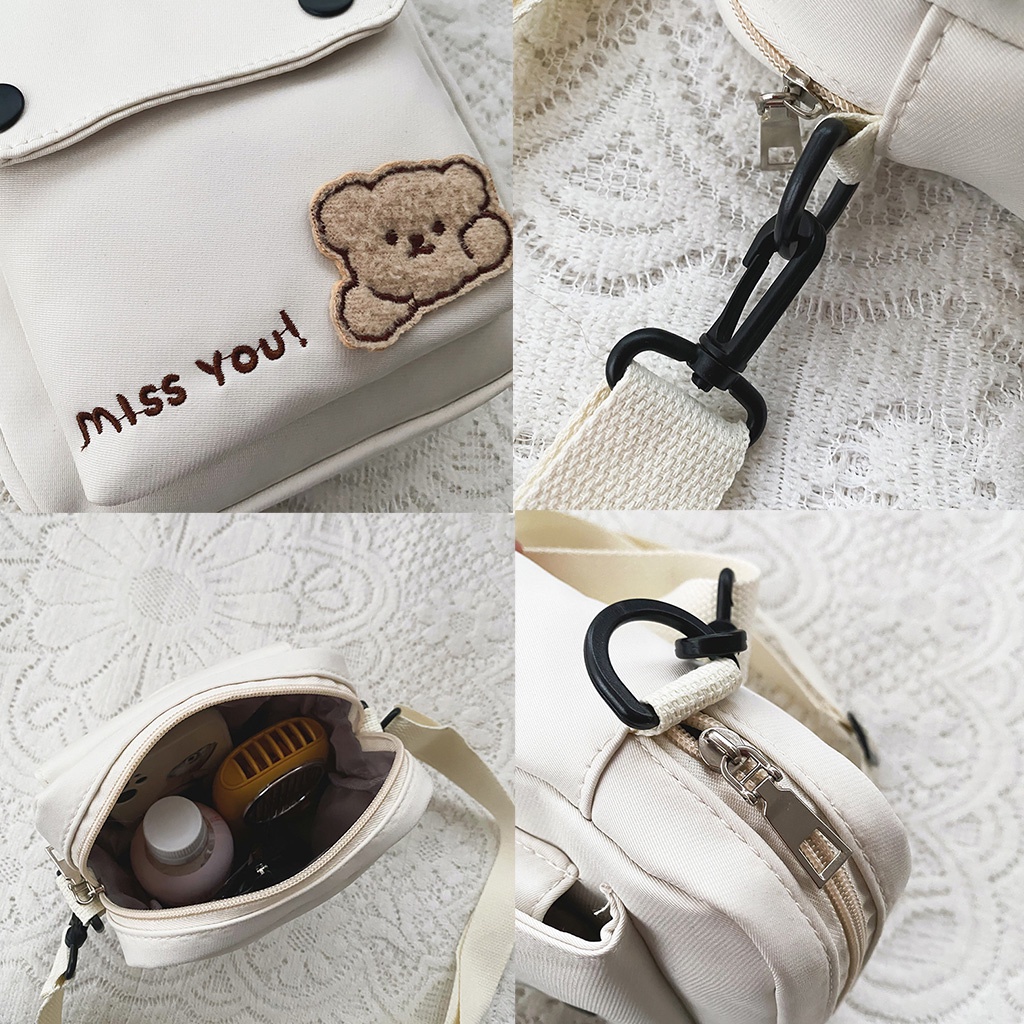 tokyosellected(T1803) กระเป๋าสะพายข้างใบเล็ก ʕ•ᴥ•ʔ MISS YOU น้องหมี