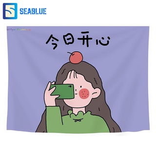 SEABLUES-ผ้าแขวนผนัง ผ้าแต่งห้อง ลายการ์ตูนน้องหมีน่ารัก สไตล์เกาหลี รุ่น TN-4830 CARTOON พร้อมส่งจากไทย