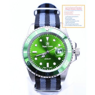 Royal Crown มาพร้อมสาย NATO+ (รุ่น Submariner ของแท้ 100%) นาฬิกาผู้ชาย สุภาพบุรุษ ขนาดหน้าปัดรวมเม็ดมะยม 44 mm.แท้ 100%