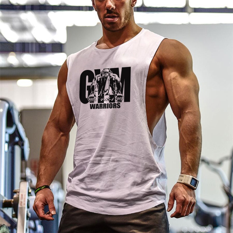 ใหม่ Mens Gym ออกกําลังกาย Casual Tank Top กล้ามเนื้อกีฬาวิ่งเสื้อผ้าเพาะกาย Stringer แฟชั่นฟิตเนสเสื้อแขนกุด