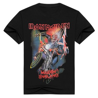 เสื้อยืดวินเทจเสื้อยืดแขนสั้น พิมพ์ลายโลโก้ Iron Maiden ทรงหลวม สําหรับผู้ชายS-5XL