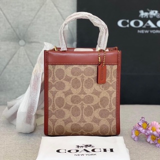 พร้อมส่ง แท้ 💯% Coach Mini Cashin Tote In Signature Canvas