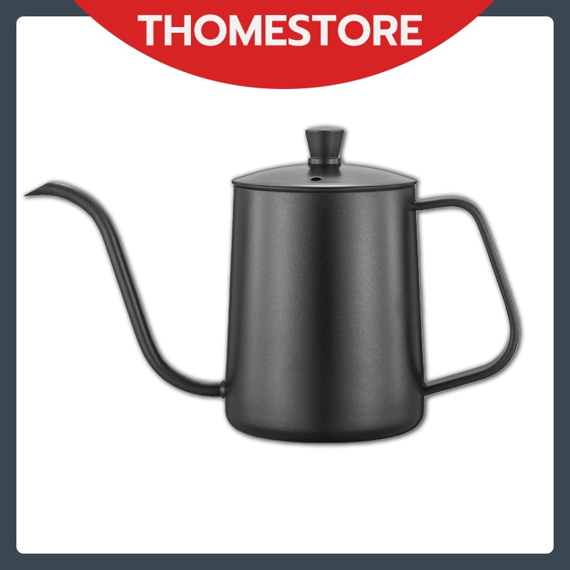กาดริปกาแฟ สแตนเลส สีเงิน/สีดำ 250ml/350ml/600ml Stainless Pour-Over Coffee Drip Pot