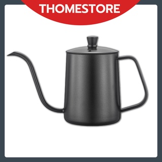 ดริปเปอร์ กาดริปกาแฟ พร้อมฝา สีเงิน/สีดำ 600ml/350ml Stainless Pour-over Coffee Drip Pot