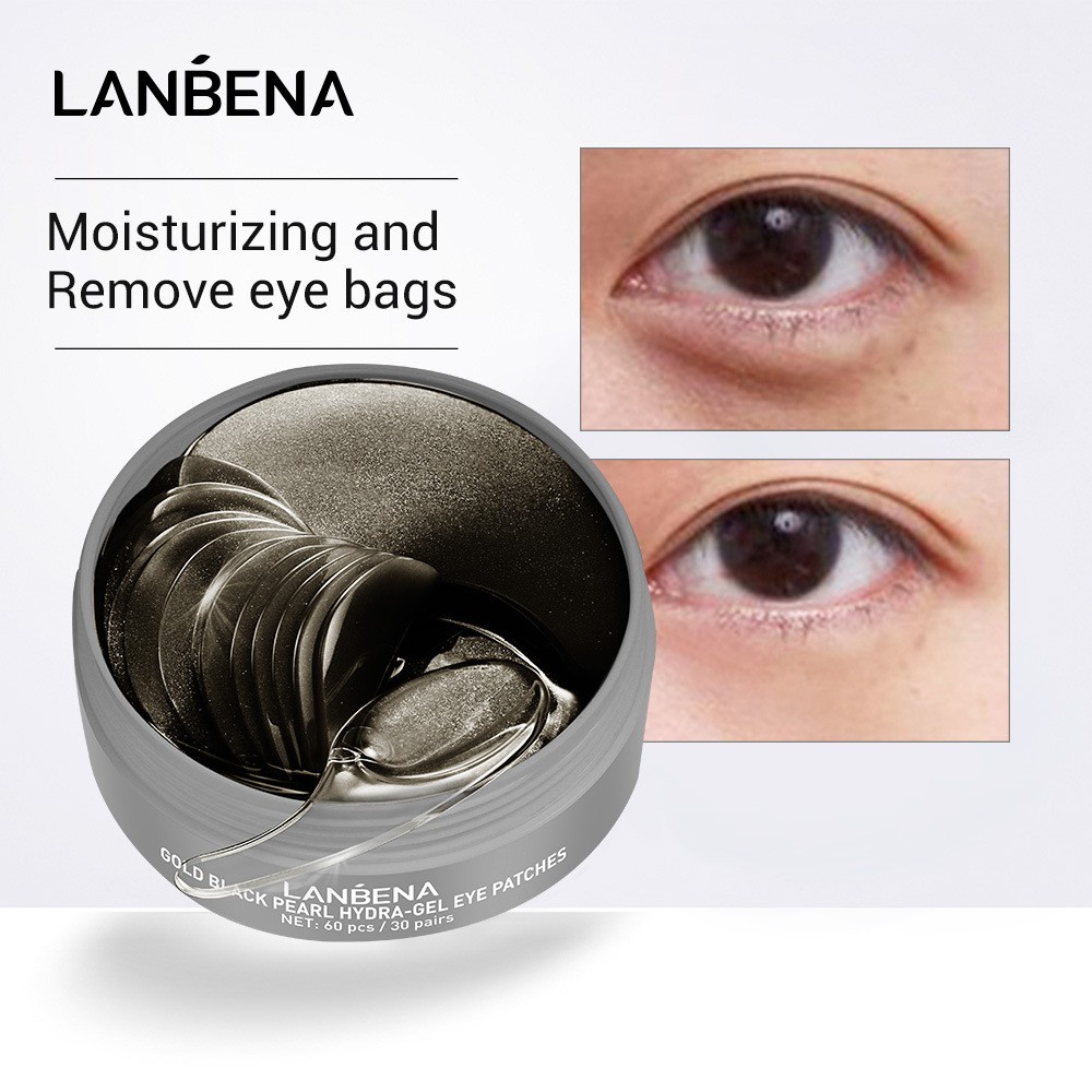 Lanbena Gold Black Pearl Collagen Eye Mask Patch Gel Repairing Wrinkle Lighten Skin Remover Puffy Eye Bags สารสกัดจากธรรมชาติ
