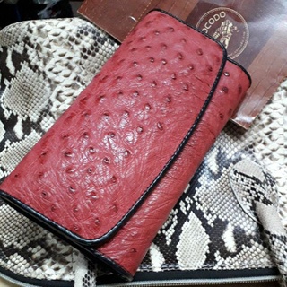 ostrich skin lady purse red wallet กระเป๋าหนังจระเข้แท้สีแดง