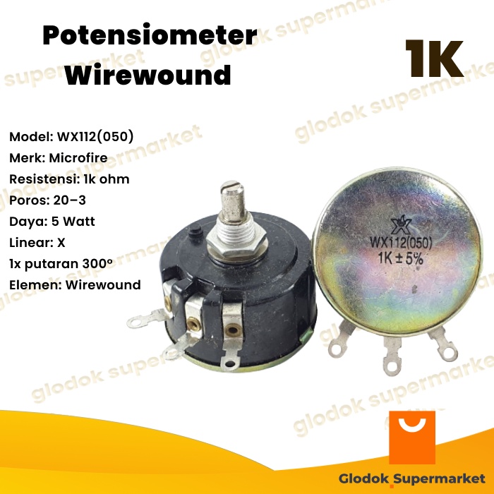 Wirewound Potentiometer WX112 050 1k 5W Microfire WX112(050) 5 วัตต์