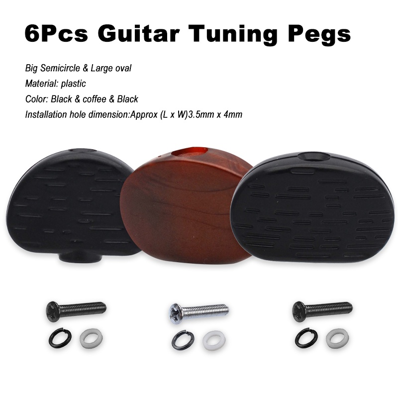 6 ชิ้นพลาสติกกีตาร์ปรับแต่งหมุดจูนเนอร์หัวเครื่องเปลี่ยนปุ่มลูกบิดจับ Butterbean Cap Tip