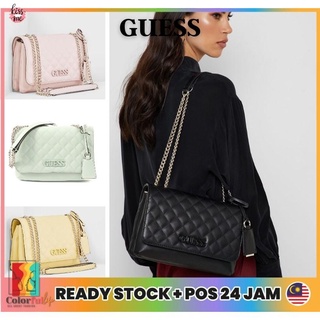 Es Guess Elliana Quilted Convertible กระเป๋าสะพายข้าง กระเป๋าสะพายไหล่ กระเป๋าถือ สําหรับสตรี ราคาถูก