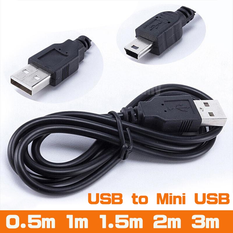 คลังสินค้าพร้อมUsb To Mini USB Cable 0.5M/1M/1.5M/2M/3M Mini USB Charger Data Cable 480Mbps 5 Pin B สําหรับกล้อง Mp3 Mp4