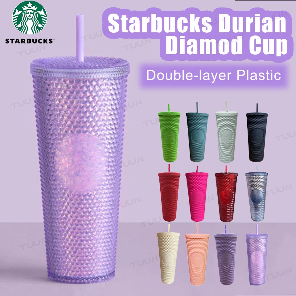 🔥พร้อมส่ง🔥starbucks cup ไทย starbucks แก้ว หนามแก้วสตาร์บัคส์ของแท้ หนามด้วยฟาง 24oz Diamond Studded