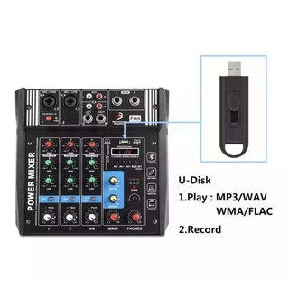 POWER MIXER รุ่น PA 4 มิกเซอร์ MINI 4 CH ขยายเสียง200วัตต์ BLUETOOTH USB