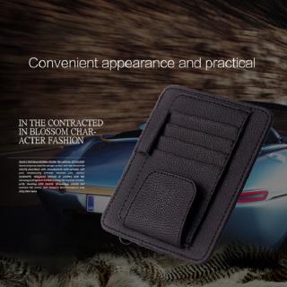 PU Leather Car Sun Visor Glasses Clip/Documents Folder/Card/CD Holder Multifunctional Storage Bag