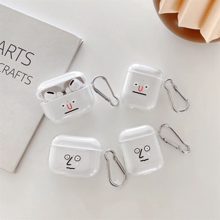 เคสหูฟังแอร์พอตส์ Airpods 1 2 อีโมจิตลกๆ ความคิดสร้างสรรค์ โปร่งใส กันกระแทก ป้องกันการชนกัน หูฟังเคสป้องกัน Airpods Pro TPUนุ่มนิ่ม case