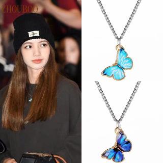 LISA สร้อยคอสร้อยข้อมือแหวนโซ่จี้ผีเสื้อสีน้ําเงินเข้มสไตล์เกาหลี jewlery （A12-02-2 - A12-02-5）