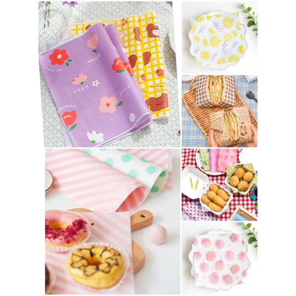กระดาษไข รองขนม ลายน่ารัก กระดาษห่อขนม