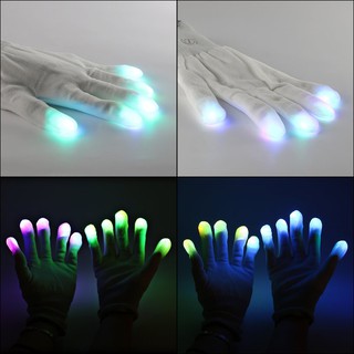 💕💕**โค้ด CBLIFE30 ลด 145%**โหมด LED 7 ถุงมือถุงมือคลั่งไฟกระพริบโคมไฟลายนิ้วมือโกลว์ Mittens เมจิก