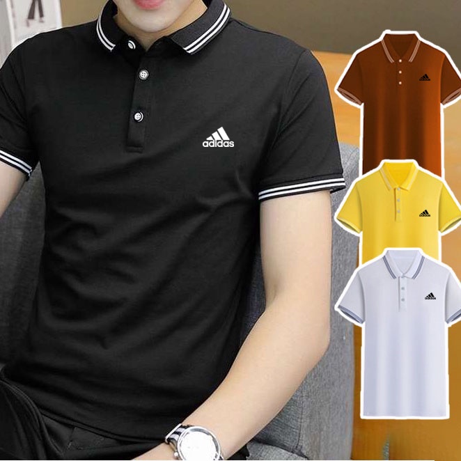 ผ้าฝ้ายเสื้อโปโลผู้ชายสีดํา Baju Polo Lelaki เสื้อยืด Unisex Lelaki Berkolar เสื้อยืดขนาดบวก Lelaki
