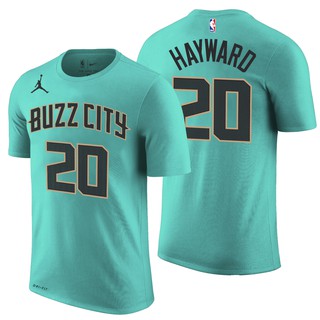 Nike เสื้อยืดบาสเก็ตบอล NBA Charlotte Hornets No. 20 Gordon Hayward - รุ่นข้อความ