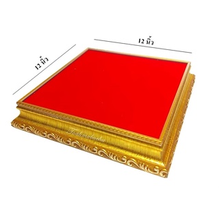 ฐานรองพระ ฐานสีทองกำมะหยี่สีแดง ขนาด 12x12 นิ้ว ราคาส่ง