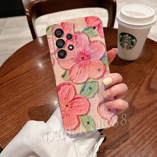 เคสโทรศัพท์มือถือ TPU แบบนิ่ม ลายดอกไม้ สีม่วง สีชมพู สําหรับ Samsung Galaxy A52 A32 A22 LTE 5G 4G A52 A32 A22