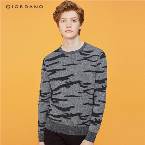 GIORDANO MEN Contrast crewneck long-sleeve knitted sweater 92059881