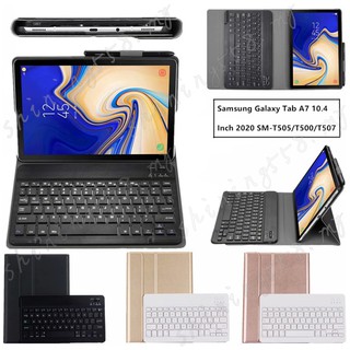 For Samsung Galaxy Tab A7 10.4 Inch 2020 SM-T500 T505 T507 Keyboard+Solid Colour Case High Quality Foldable Stand Flip Tablet Cover