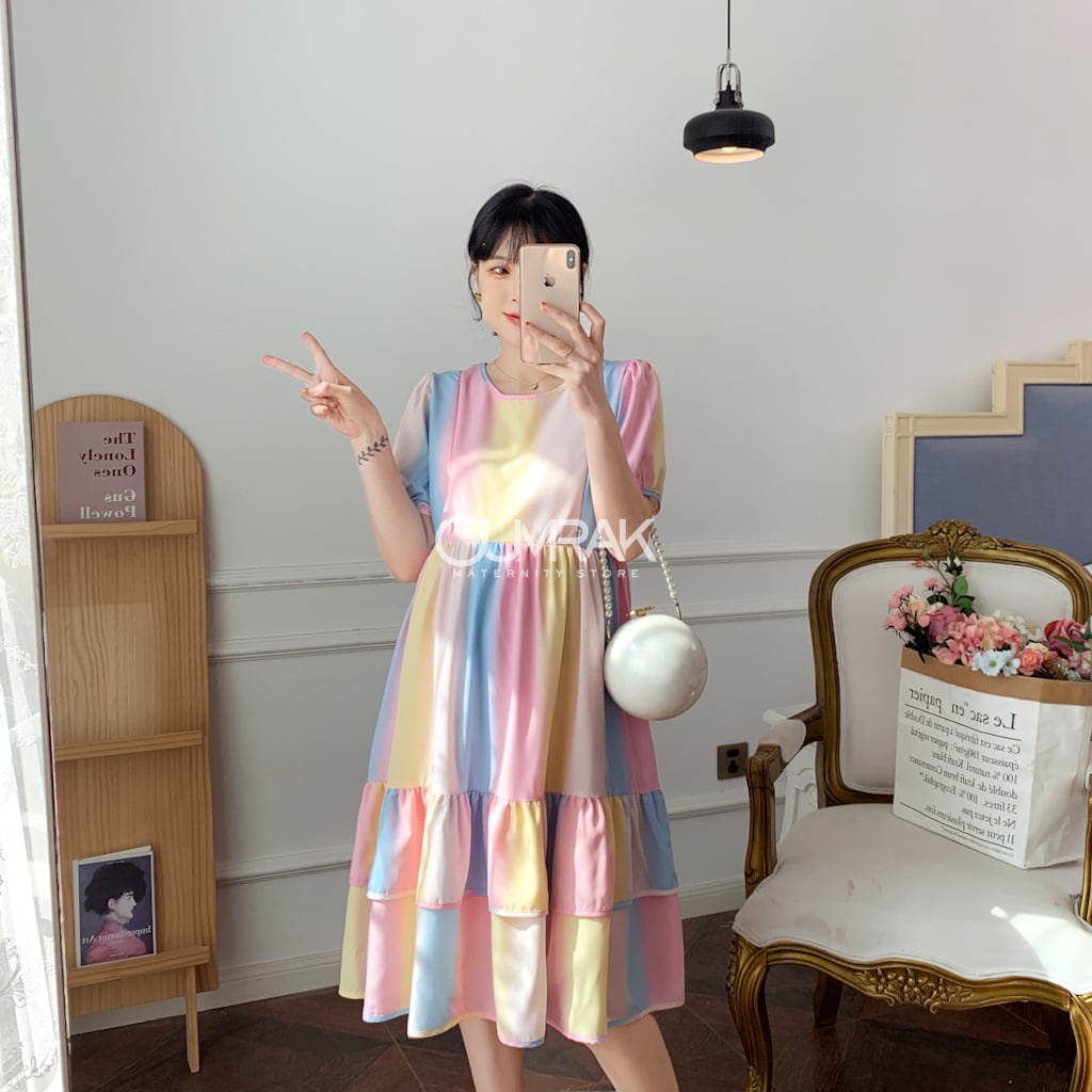 ( มีซับใน + ให้นมได้ ) ชุดเดรสคลุมท้องผ้าไหมอิตาลี BC1096-1 - รูปที่ 4