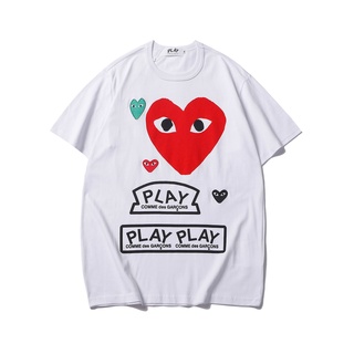 ❤❀ [พร้อมส่ง] ❤ Cdg เสื้อยืดแขนสั้นลําลอง ผ้าฝ้ายแท้ ปักลายหัวใจ สีแดง แฟชั่นคู่รัก