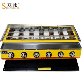 เตาย่างไร้ควัน เตาย่างใช้แก๊ส Gas bbq grill commercial barbecue grill Infrared ceramic grill gas roaster six burners