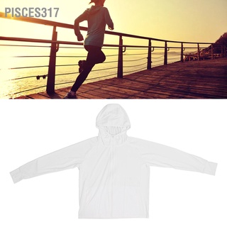 Pisces317 เสื้อแจ็กเก็ต แขนยาว มีฮู้ด ป้องกันรังสียูวี ระบายอากาศ สีขาว สําหรับผู้หญิง